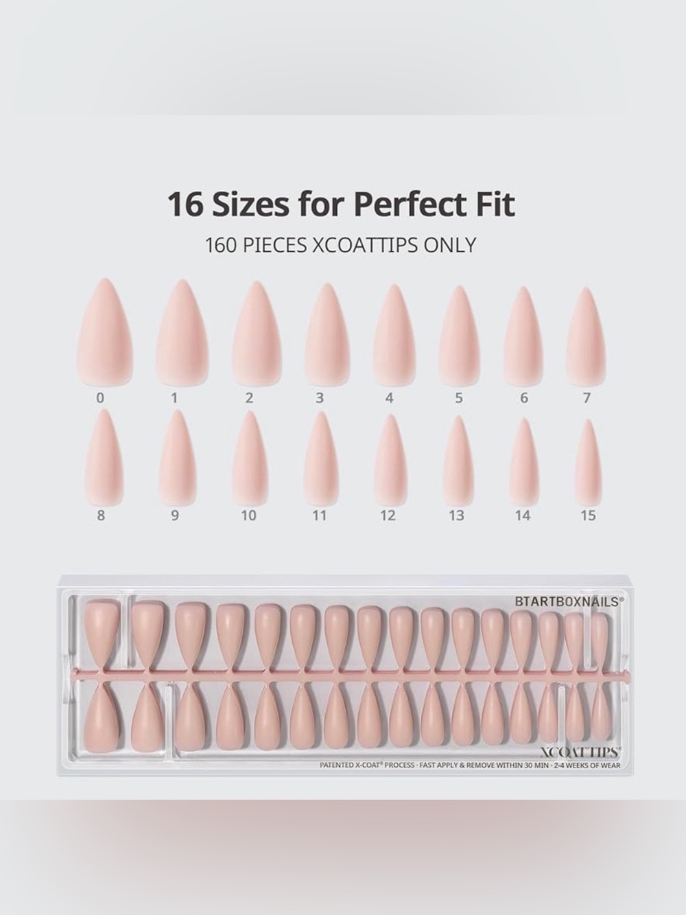 Set of 5 XCOATTIPS Bare 5Shades Nude Press on Nails 160 Fake Nails Easy to Apply - Picture 8 of 9